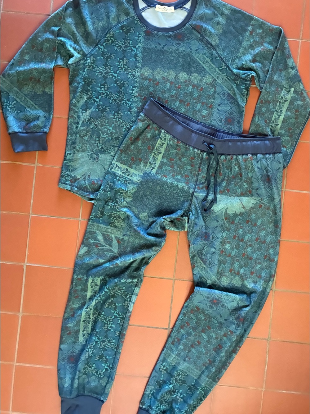 Natural Life Blue Boho Thermal Long John’s Pajama Set size XL